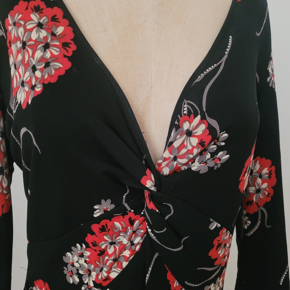 Vintage Laundry by Shelli Segal Black & Red Floral Dress Whimsigoth 6 - Picture 3 of 15